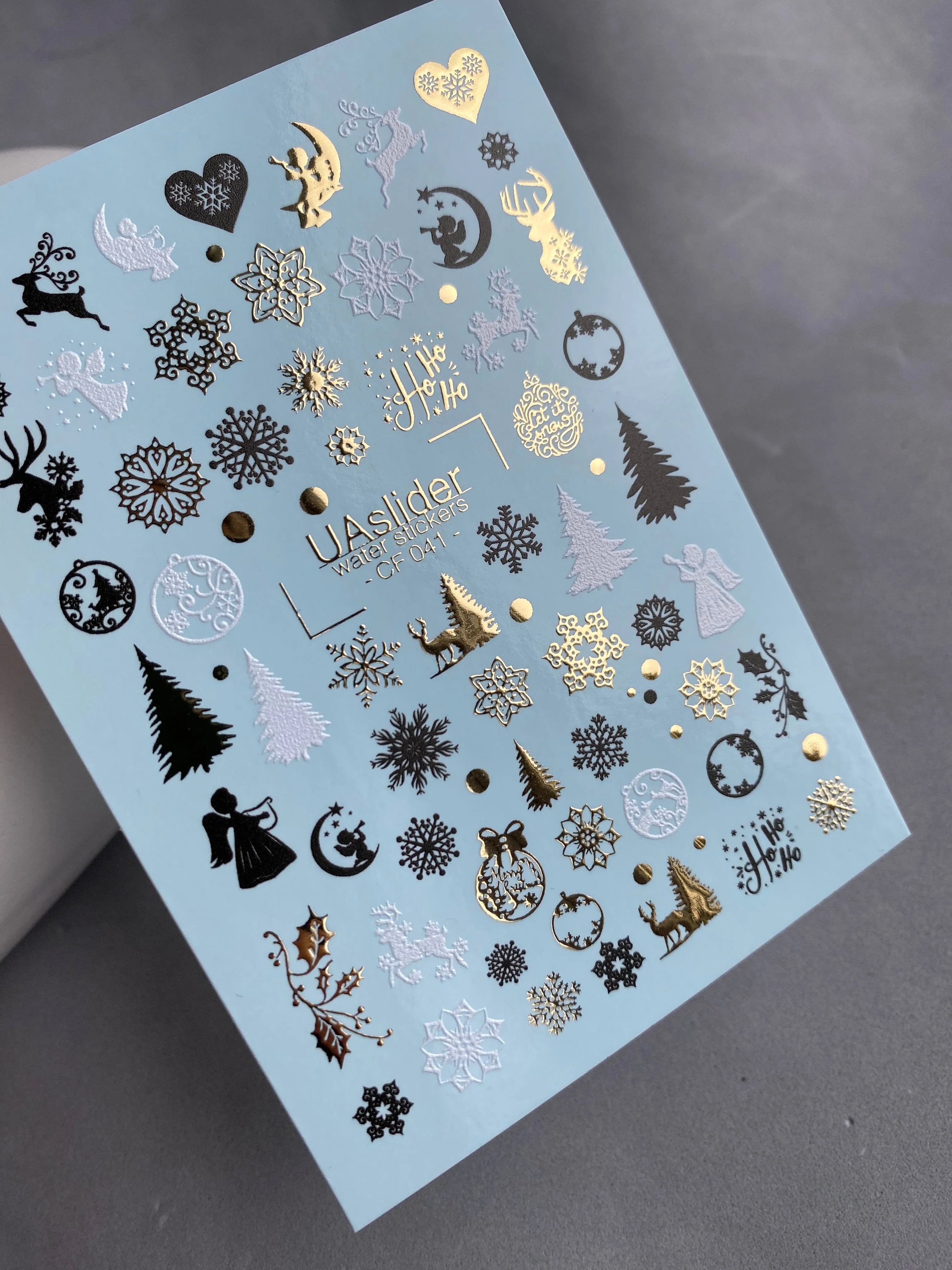 CF-041 Angels Reindeer Trees Snowflakes Ornaments Water Slide Nail Decals christmas nails winter nail art - Image 3