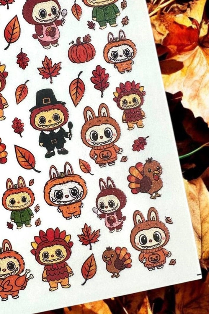 CL-143 Nail Decal 2D/Thanksgiving/  Monster Elves / Leaves/ Autumn Nails/ - Image 2