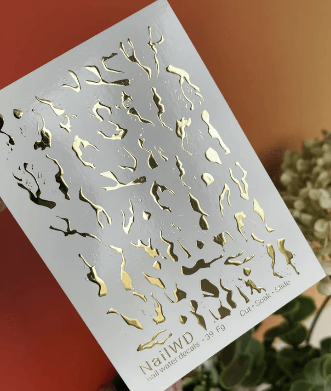 39-FG Nail Decal Gold FOIL/ Abstract/ Melted Shapes/ Dripping Liquid Art /Nail Stickers /Modern / Nail Art/ Nail Water Decals (Copy) - Image 2