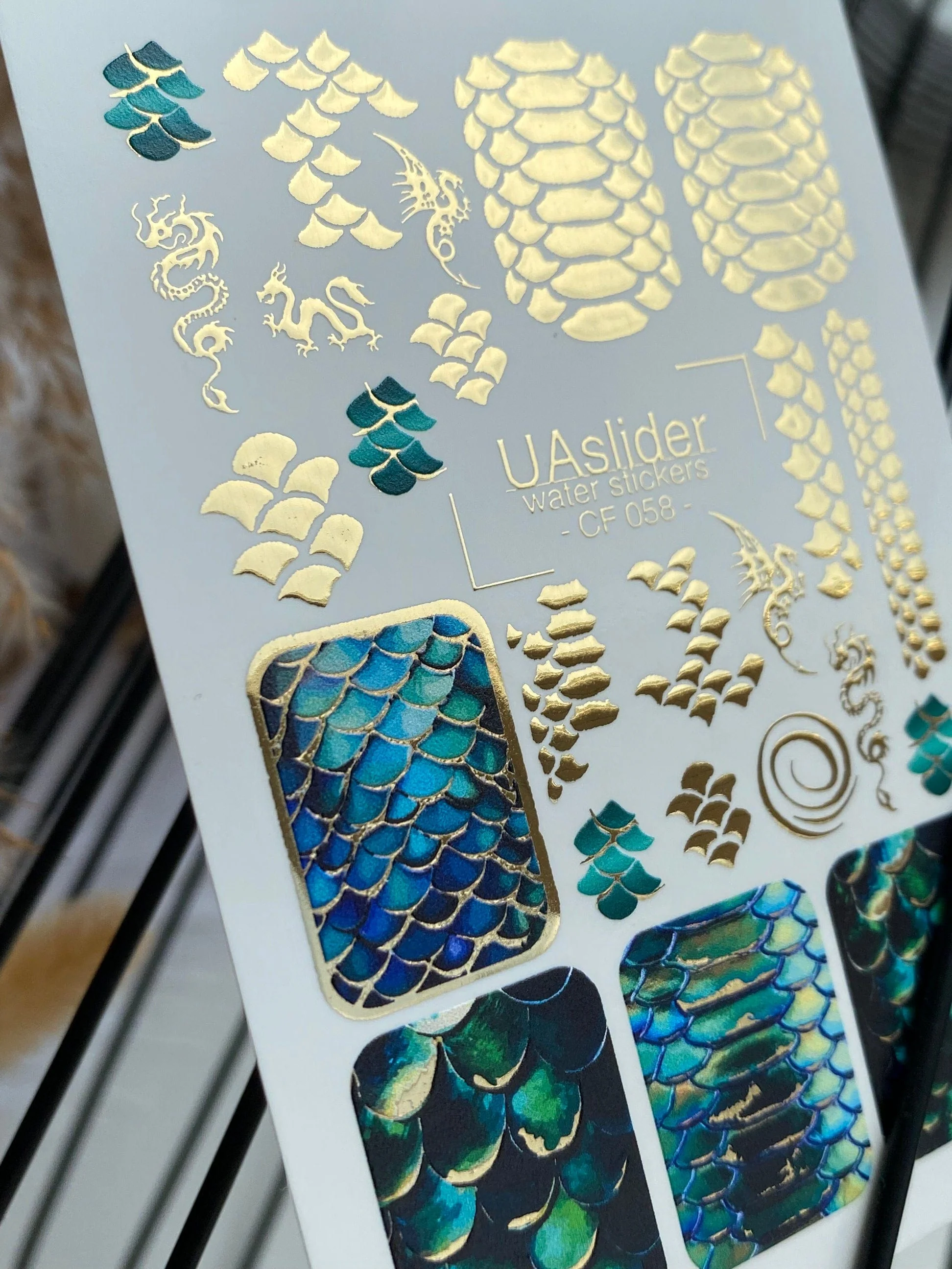 Gold FOIL Nail Decal / Mermaid Scales / Dragons / Fantasy Patterns - Image 4