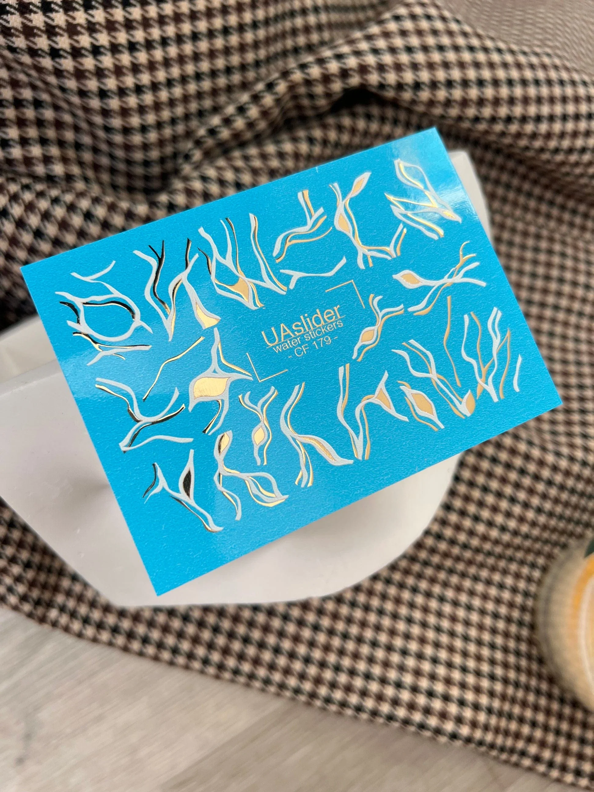 CF-179 Nail Decal Gold FOIL/ Abstract /Flowing/ Botanical Shapes with Gold Foil Accents/ Modern Minimalist - Image 3