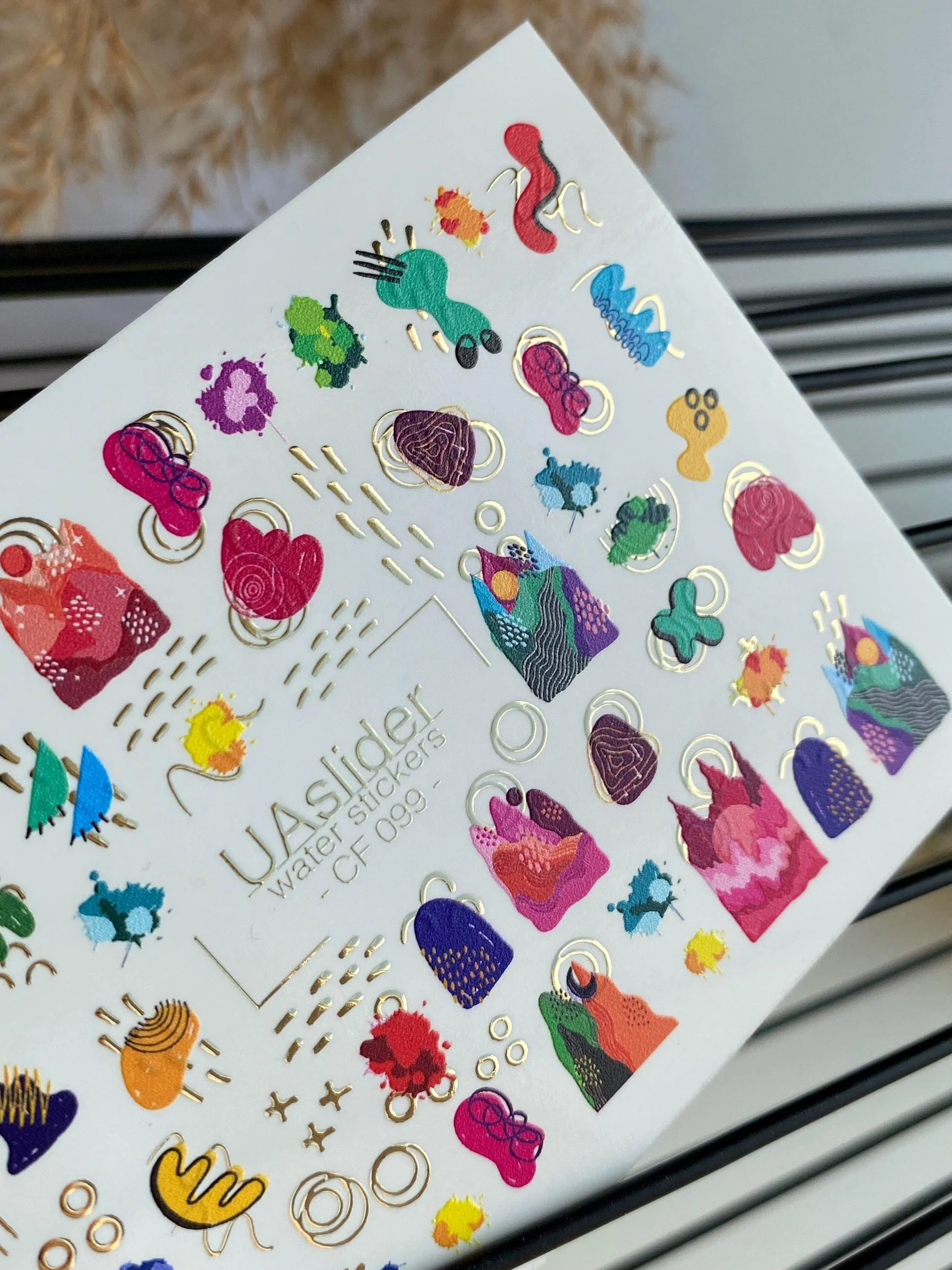 CF-099 Nail Water Decal Gold FOIL/Art Painting/ Colorful Nails/ Water Nail Decals/Waterslide / Nail Waterslide Decals/ Nail Art/ - Image 2