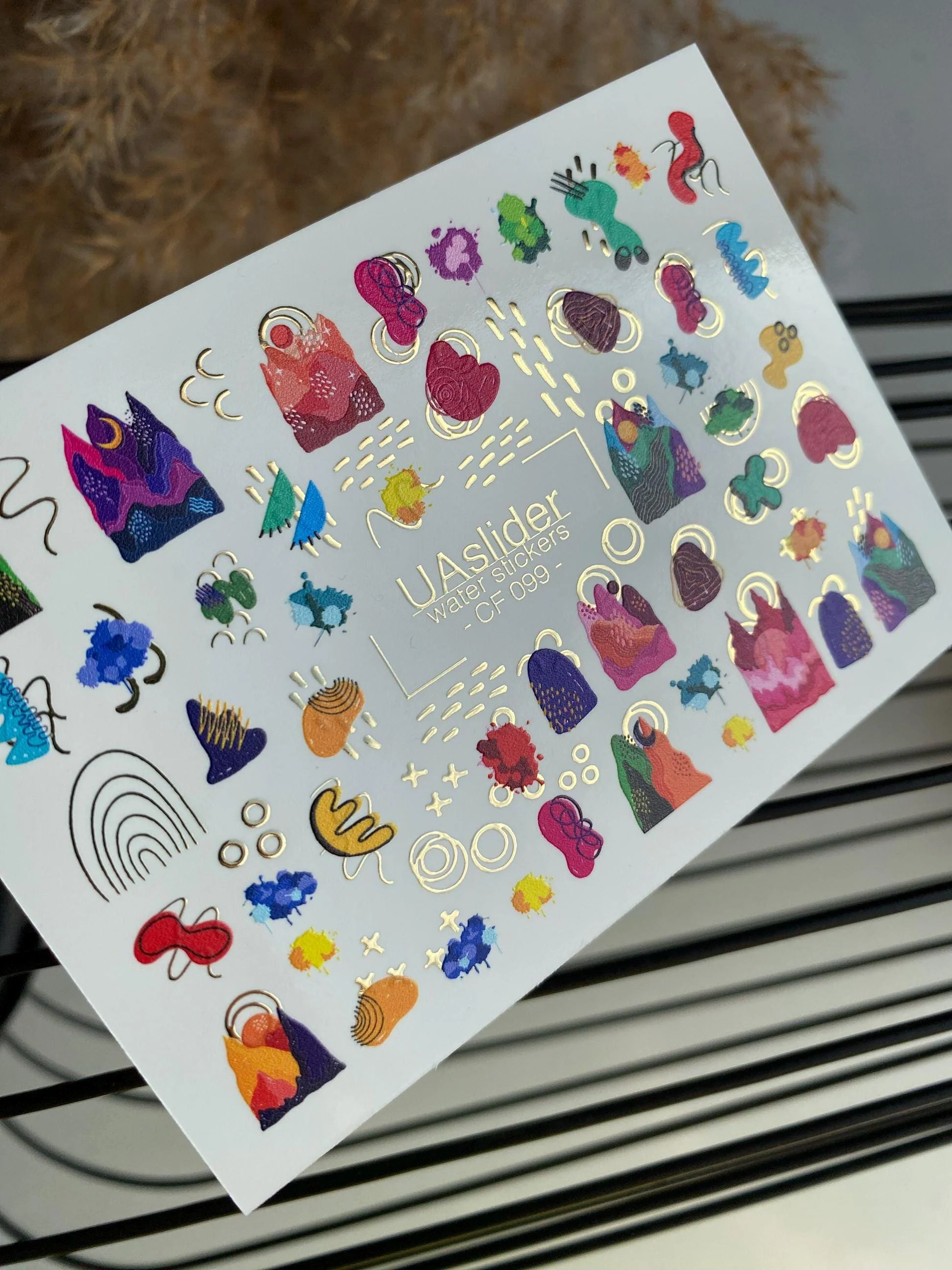 CF-099 Nail Water Decal Gold FOIL/Art Painting/ Colorful Nails/ Water Nail Decals/Waterslide / Nail Waterslide Decals/ Nail Art/ - Image 3