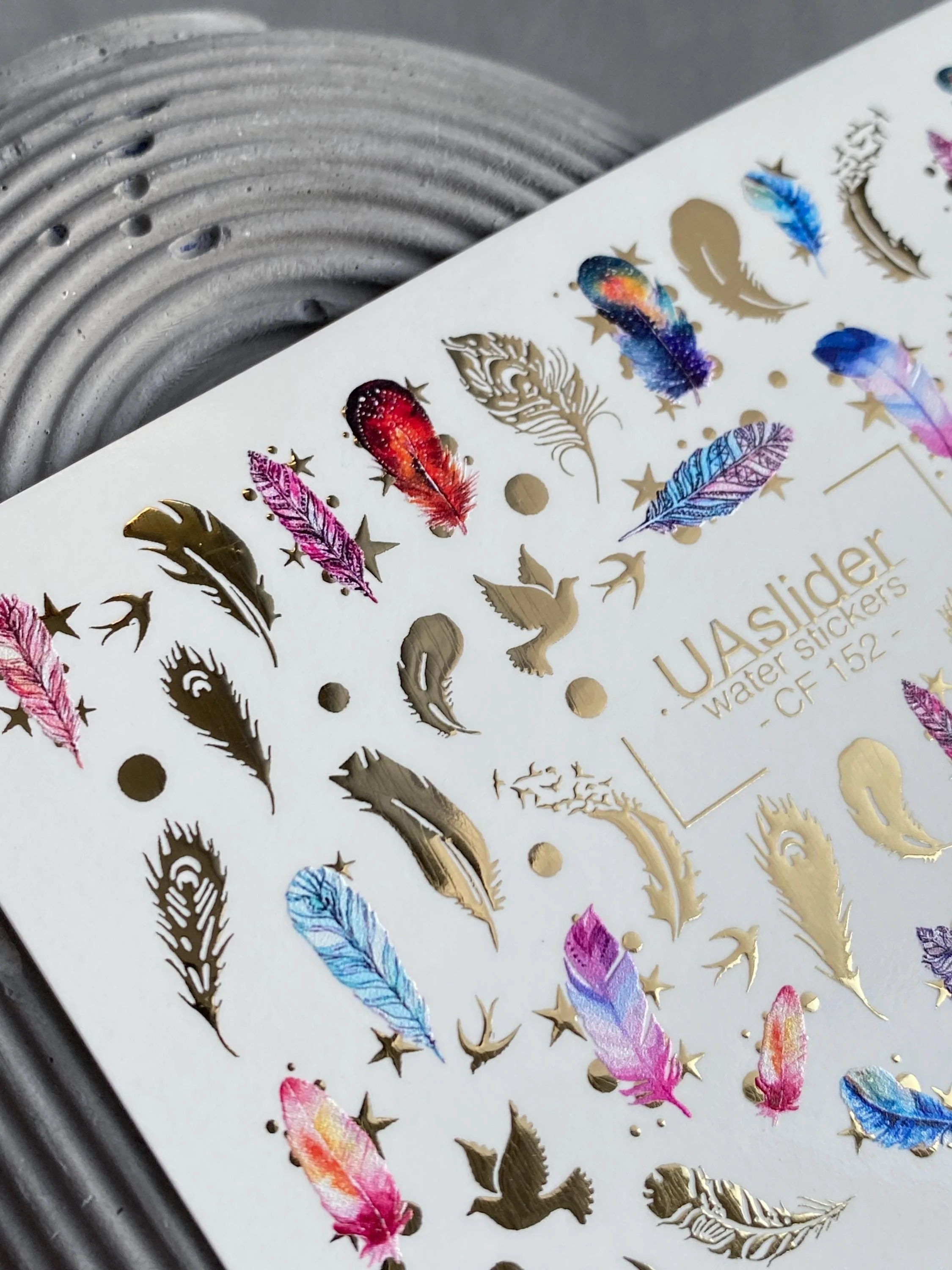 CF-152 Nail Water Decal Gold FOIL/ Dream Catcher Feather Boho /Feather Nails / Water transfer / Waterslide / Nail Waterslide Decals/ Nail Art/ - Image 2