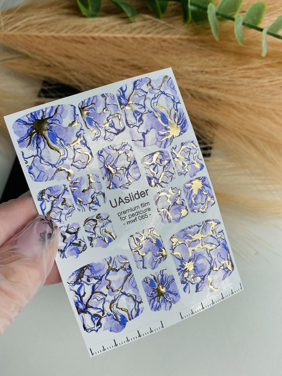 MWF-065 Pedicure Nail Wrap Films - Gold Foil – Full Toe Nail Art for Easy Pedicure - Image 2